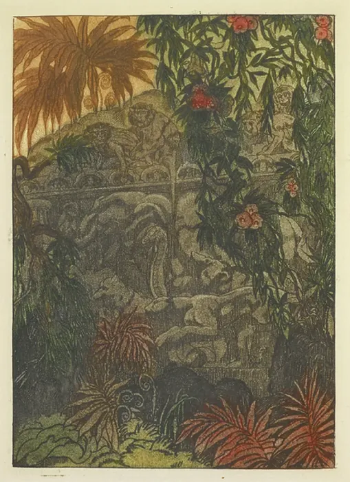 Framed Print : Monkey watching the python, Kaa and the panther, Bagheera