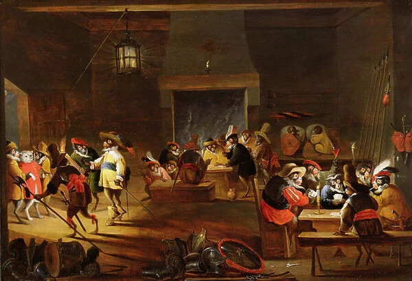 Monkeys in a Tavern (oil on panel) (for detail see 92084)