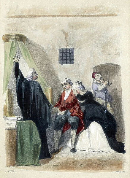 Monnerat case; 'Representation of Chretien Guillaume de Lamoignon de Malesherbes (1721-1794) French magistrate and politician visiting prisoner Guillaume Monnerat, accused of smuggling wrongly in the prison of Bicetre