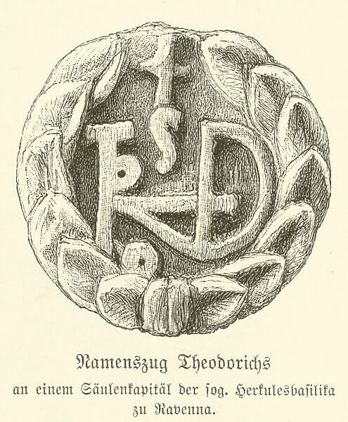 Monogram of Theoderic the Great, King of the Ostrogoths (engraving)