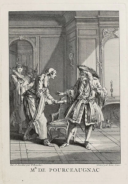 Monsieur de Pourceaugnac, from a suite of 33 engravings by Boucher illustrating the Works of Moliere, 1734 (engraving)