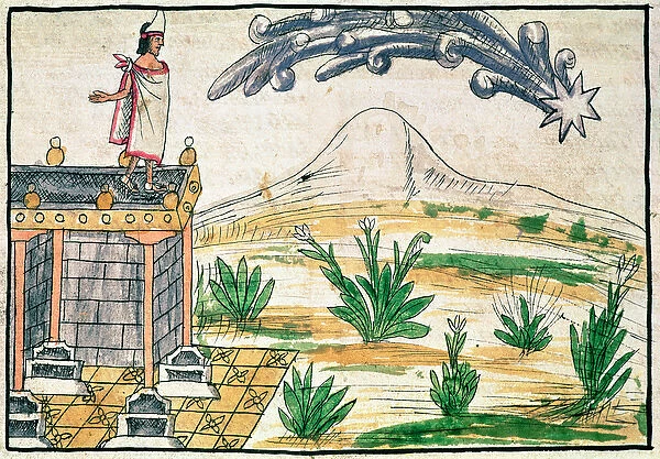 Montezuma II (1466-1520) watching a comet, 1579 (vellum)