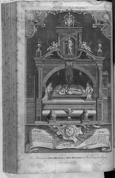 The Monument to Henry II and Richard I in Fontevrault Abbey, engraved by John Goldar