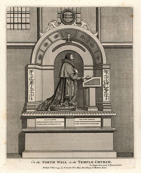 Monument to lawyer Richard Martin, recorder of London (1570-1618), in the Temple Church