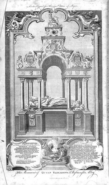 The Monument of Queen Elizabeth in Westminster Abbey, illustration from Rapin s