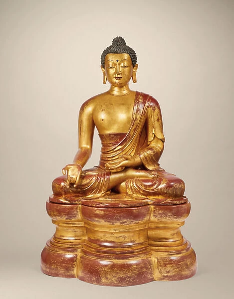Monumental Imperial gilt-lacquered wood figure of the Medicine Buddha, 18th century