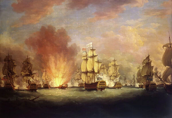 The Moonlight Battle: the Battle off Cape St Vincent, 1780 (oil on canvas)