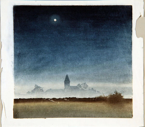 Moonlit Landscape, c. 1920 (woodblock)