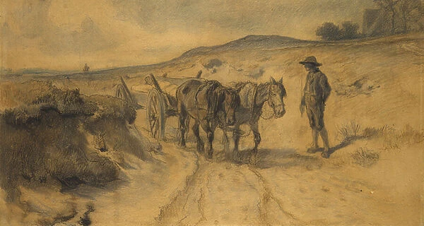 On the Moorland, c. 1855 (chalk and pencil on cardboard)