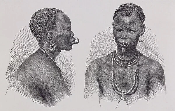 Moru woman with lip ornament, from The History of Mankind, Vol. III, by Prof