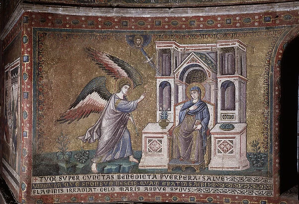 The Mosaic Annunciation of the apse of Pietro Cavallini (active around 1273-1330