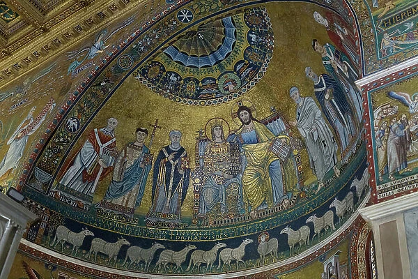Mosaics inside the church of Santa Maria in Trastevere, Piazza Santa Maria in Trastevere, Rome, Italy (photo)