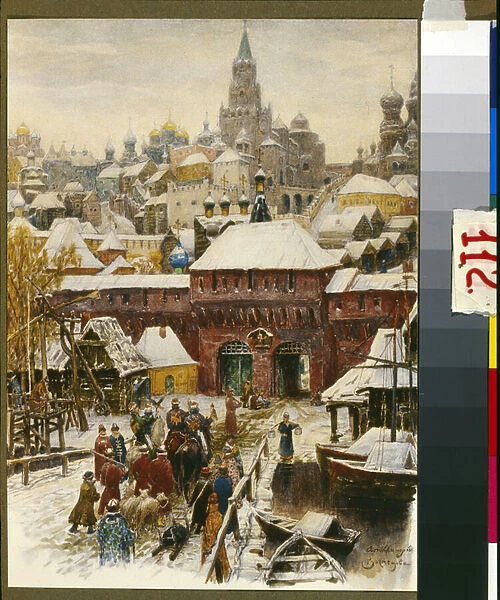 Moscou au 17e siecle (Moscow in the 17th century). Oeuvre de Appolinari Mikhaylovich Vasnetsov (1856-1933), lithographie. Art russe, fin 19e-debut 20e siecle. Museum of Moscow History and Reconstruction, Moscou