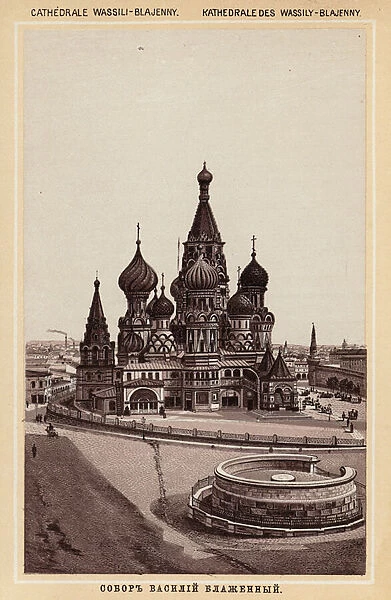 Moscow  /  Moscou: Cathedrale Wassili-Blajenny (litho)