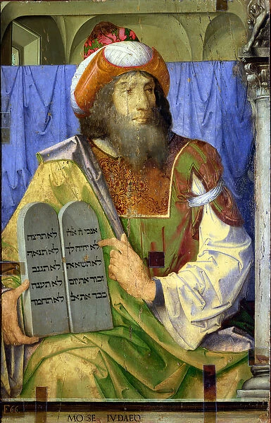 Moses With the Ten Commandments, from a series of portraits of illustrious men (panel