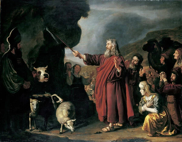 Moses Striking the Rock (oil on canvas)