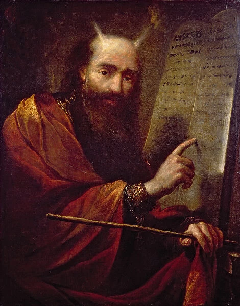 Moses and the Tablets of the Law (oil on canvas)