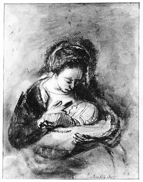 Mother and Child, c. 1655 (pen, ink & wash on paper)