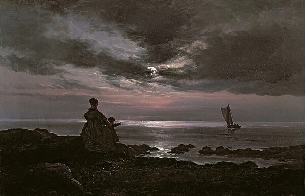 Mother and Child by the Sea, 1840 (oil on canvas)