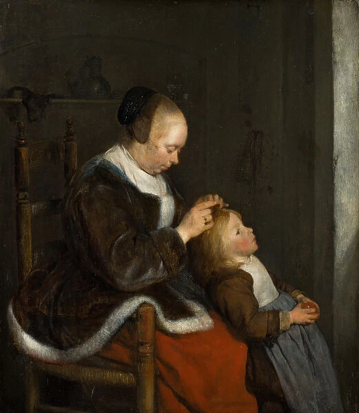 Mother Combing Her Childs Hair, known as Hunting for Lice, c