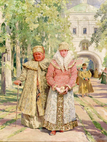 Mother and Daughter Returning From Church, 1916 (oil on canvas)