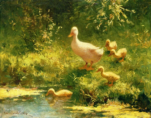 Mother with Ducks (oil on canvas)