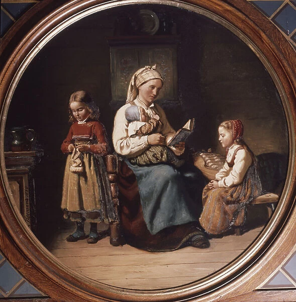 Mother teaching, 1850 (oil)