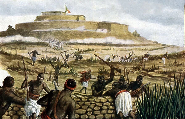 Mount Abba Gerima (Abba Garima) at the Battle of Adwa, 1st March 1896, illustration from 'Storia d'Italia' by Paolo Giudici, 1930 (colour litho)