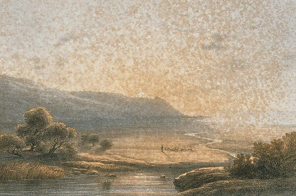 Mount Carmel in an etching by Bernatz et alii - Eisenblatter, R. Editore