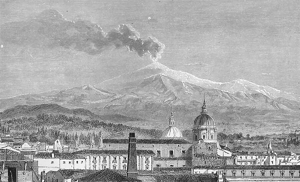 Mount Etna, from Catania (engraving)