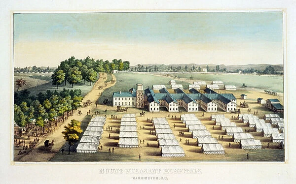 Mount Pleasant Hospitals, Washington, D. C. pub. 1862 (colour lithograph)