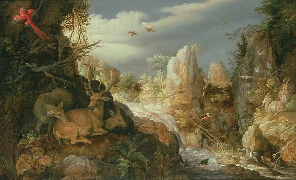 Mountain Landscape with deer