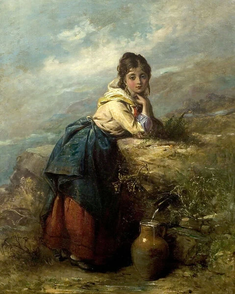 A Mountain Lassie (Girl with a Water Pot) (oil on canvas)