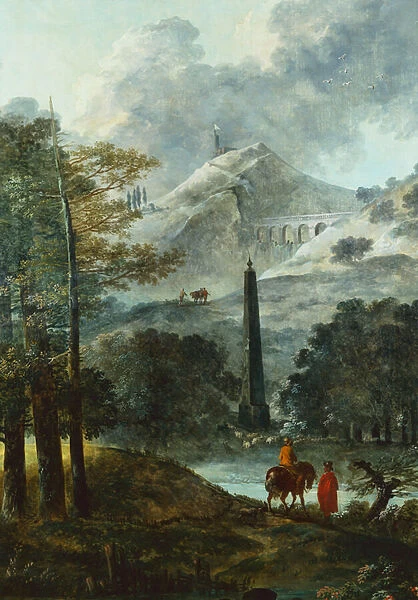 Mountainous Landscape with an Obelisque (oil on canvas)