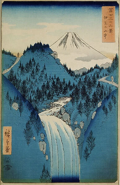 In the Mountains of Izu Province, 1858-59 (woodblock print, with bokashi)