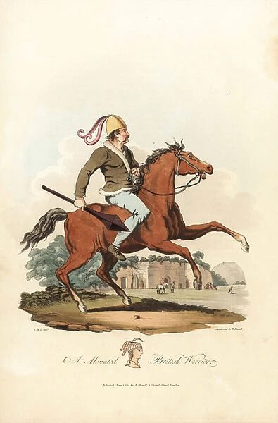 Mounted British warrior from the pre-Roman era. 1821 (engraving)