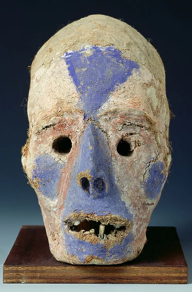 Mounted head representing death, from Vanuatu, 11th-19th century (painted clay)