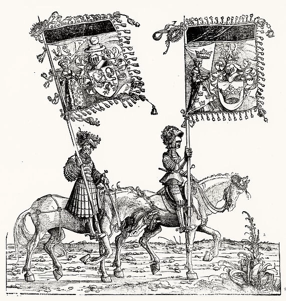 Two Mounted Knights, from Maximilians Triumphal Procession, c