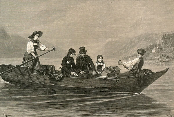 Mourners crossing the Lake of Brienz (engraving)