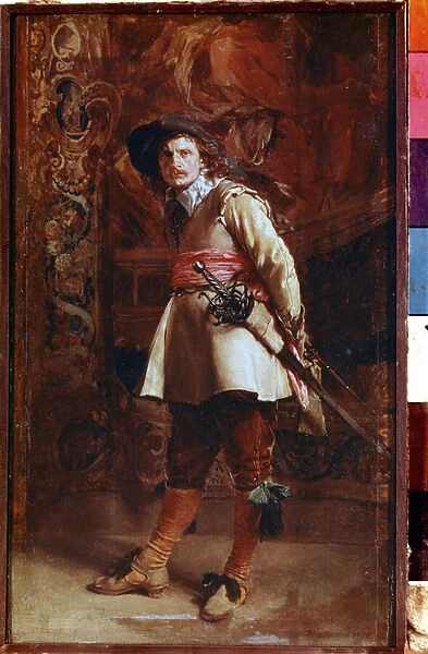 Mousquetaire (A Musketeer). Peinture de Ernest Jean Louis Meissonier (1815-1891), 1870. Huile sur toile. Musee de l Ermitage Saint Petersbourg