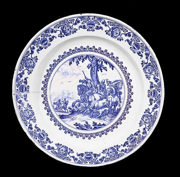 Moustiers dish, probably painted by Gaspard Viry (1668-1720), c. 1700 (faience)