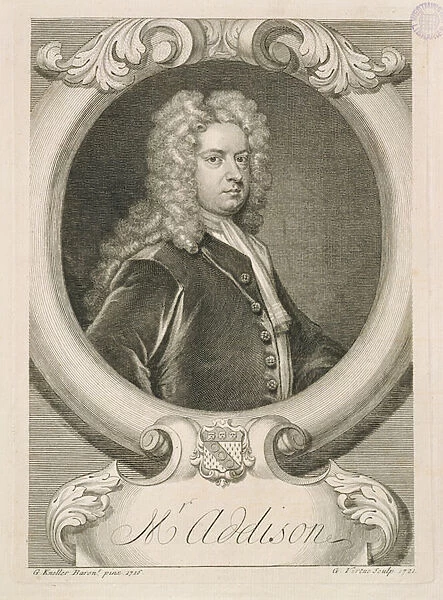 Mr Addison, engraved by George Vertue (1684-1756), 1721 (engraving)
