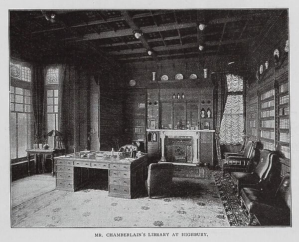 Mr Chamberlain's Library at Highbury (b / w photo)