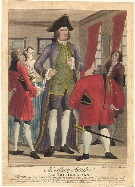Mr Henry Blacker, The British Giant (coloured engraving)