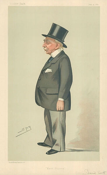 Mr Montagu David Scott, East Sussex, 10 June 1882, Vanity Fair cartoon (colour litho)