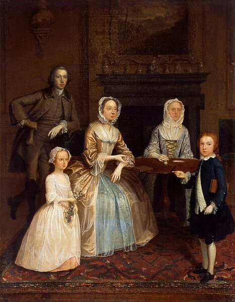 Mr and Mrs Richard Bull and family, 1730-80 (oil on canvas)