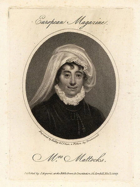 Mrs. Isabella Mattocks, English actress, singer and dancer. 1769 (engraving)