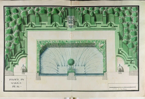 Ms 1307  /  47 Design for a water garden at Versailles (w  /  c on paper)
