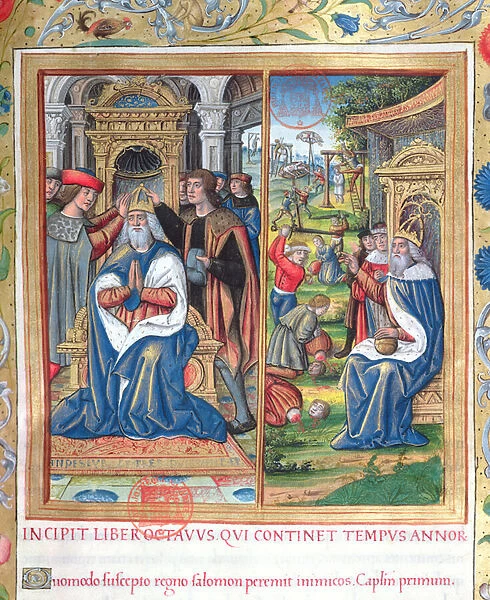 Ms. 1581 f. 154 Illustration from Book VIII ( From the Death of David to the Death
