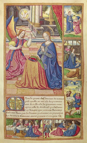 Ms 17 fol. 2 The Annunciation and the Childhood of Christ